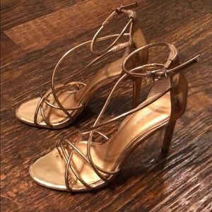 Gianni Bini gold strap stiletto heel sandal 8 1/2
